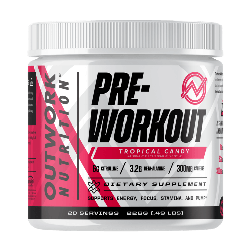 Outwork Nutrition Pre-Workout Supplement with Nootropics - Energy & Mental Focus for Better Workouts - Backed by Science (Tropical Candy, 226 Grams)